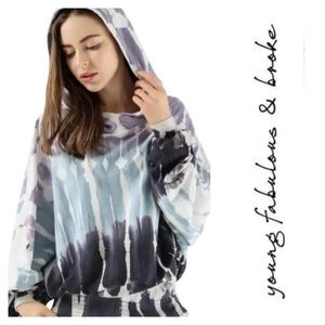 Young Fabulous & Broke YFB Raissa Tie Dye Hoodie Size Small Medium Blue NEW NWT